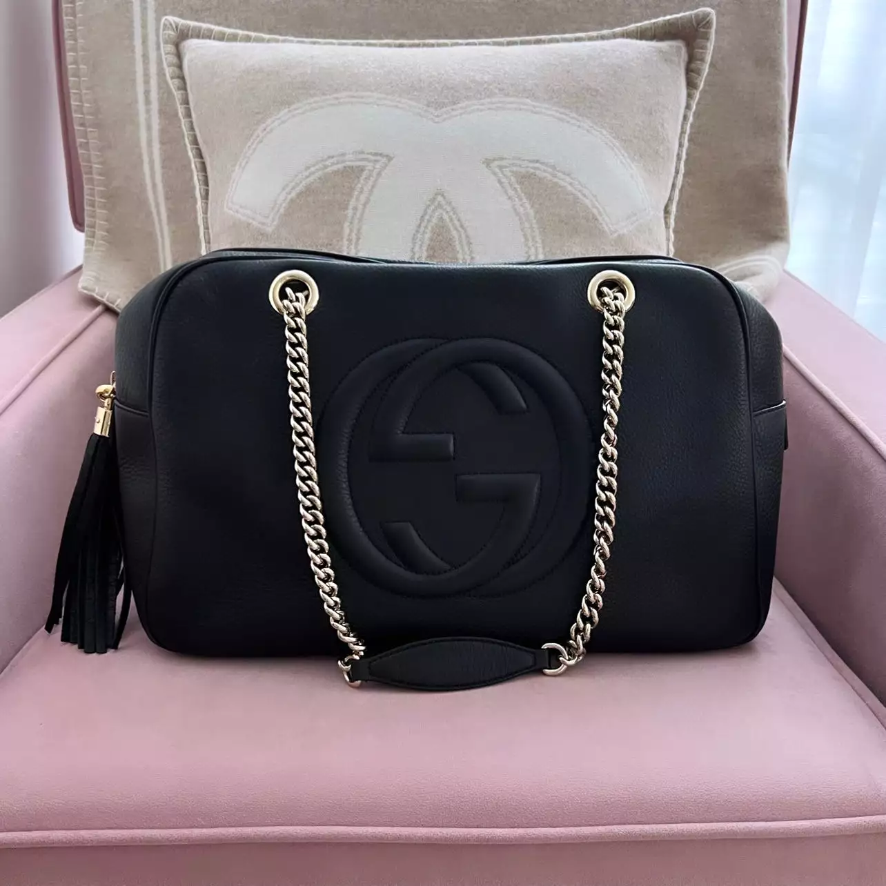 Gucci Soho Double Chain Bowler Bag