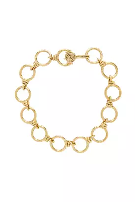 Hammered Circle Chain Necklace - Brass