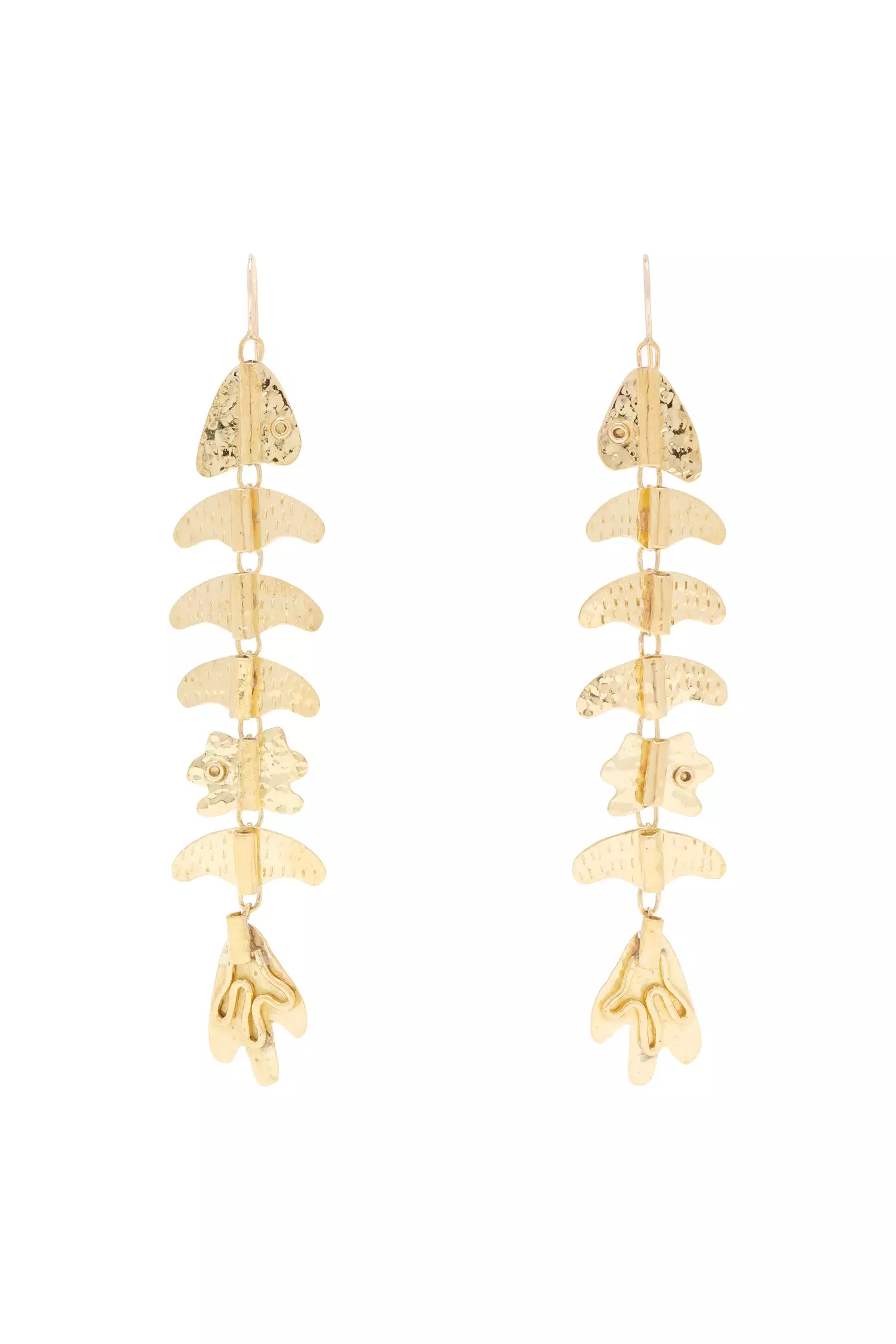 Hand Hammered Chain Earring - Brass