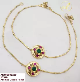 Harini , Antique Gold finish Jadau Payal / Anklets for Women -SAY001PWB