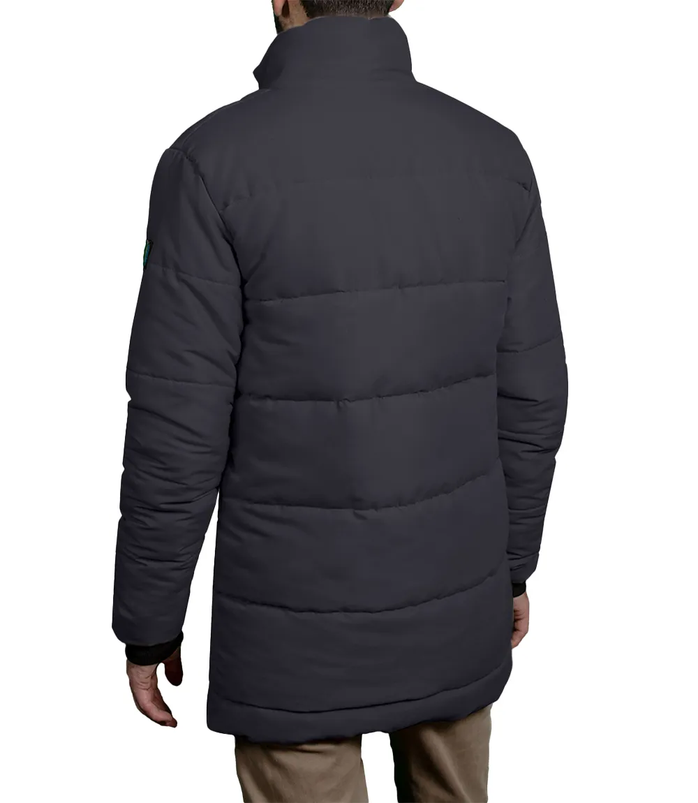 Herman Men's Dark Gray Down Puffer Jacket - 3/4 Length Jacket