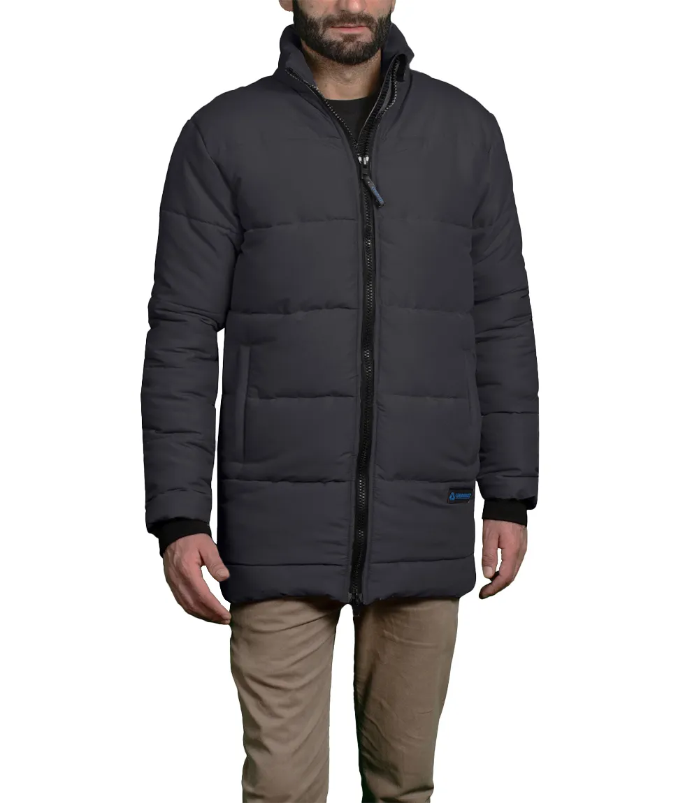 Herman Men's Dark Gray Down Puffer Jacket - 3/4 Length Jacket