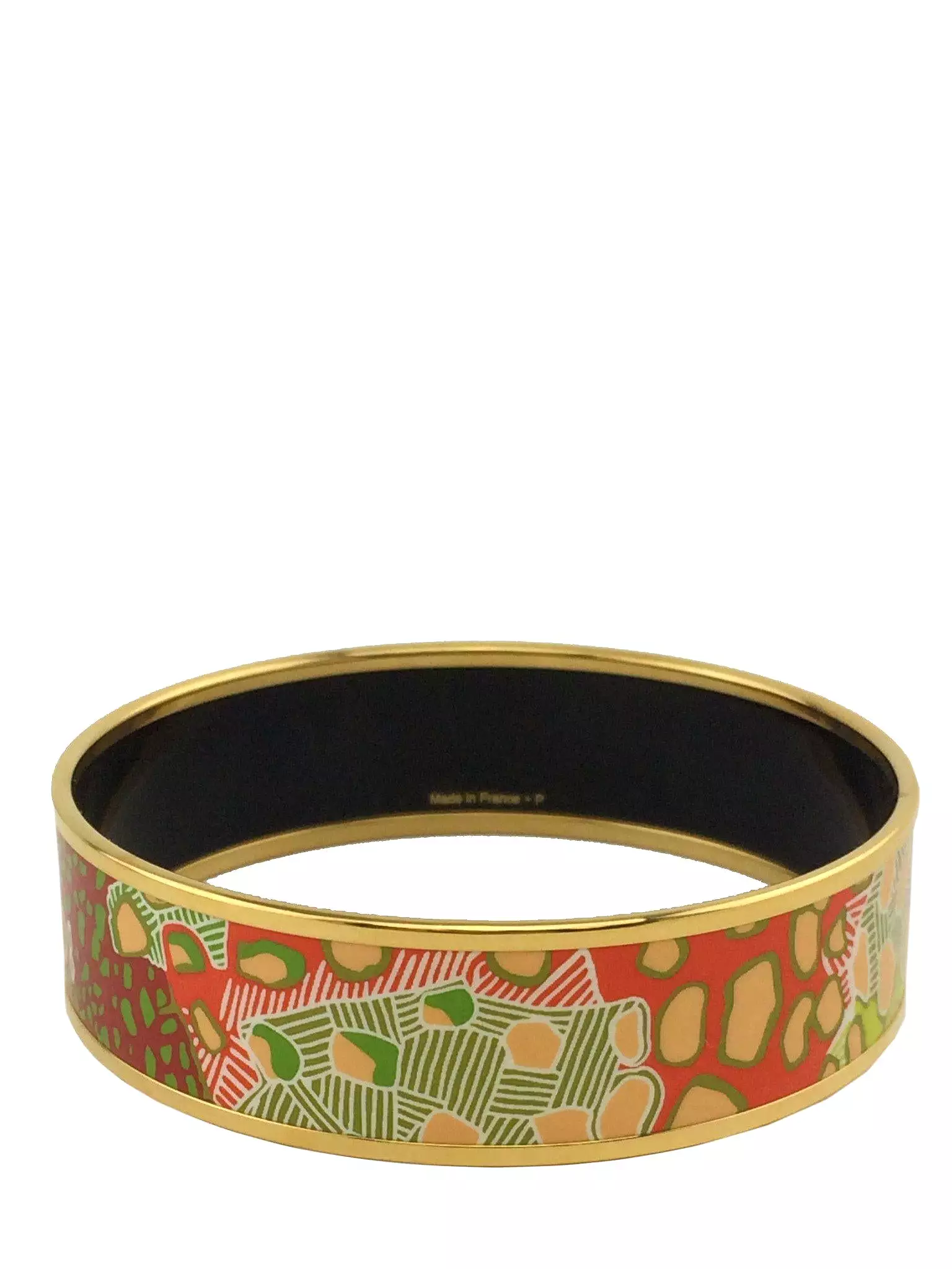 Hermes Printed Enamel Grand Fonds Wide Bracelet 70