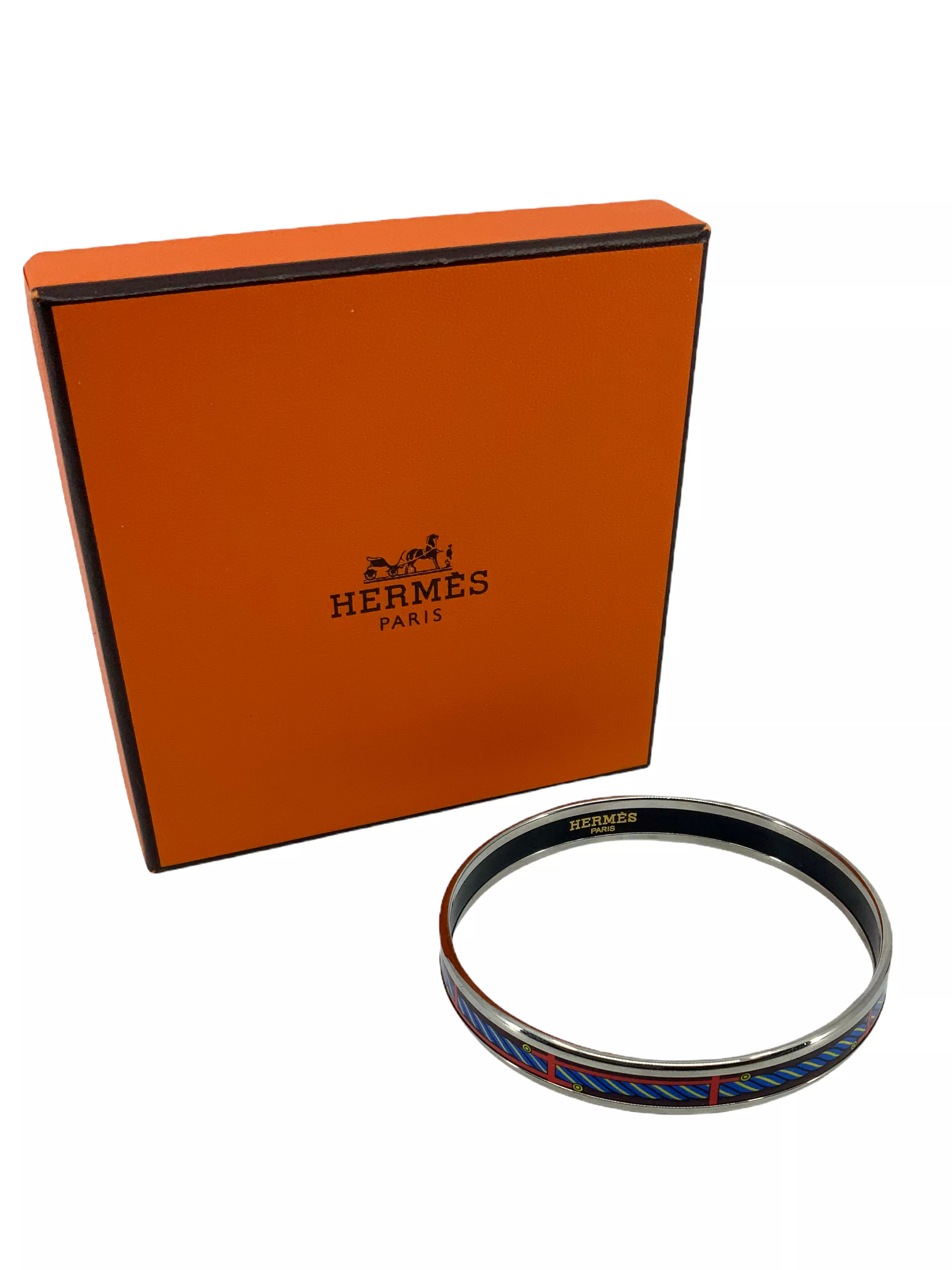 Hermes Printed Enamel Quadrige Narrow Bracelet 65