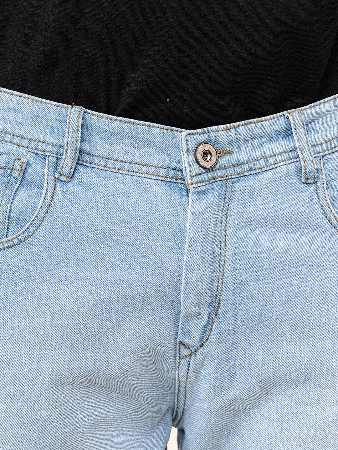 Ice Blue Ripped Cropped Slim Fit Mens Jeans