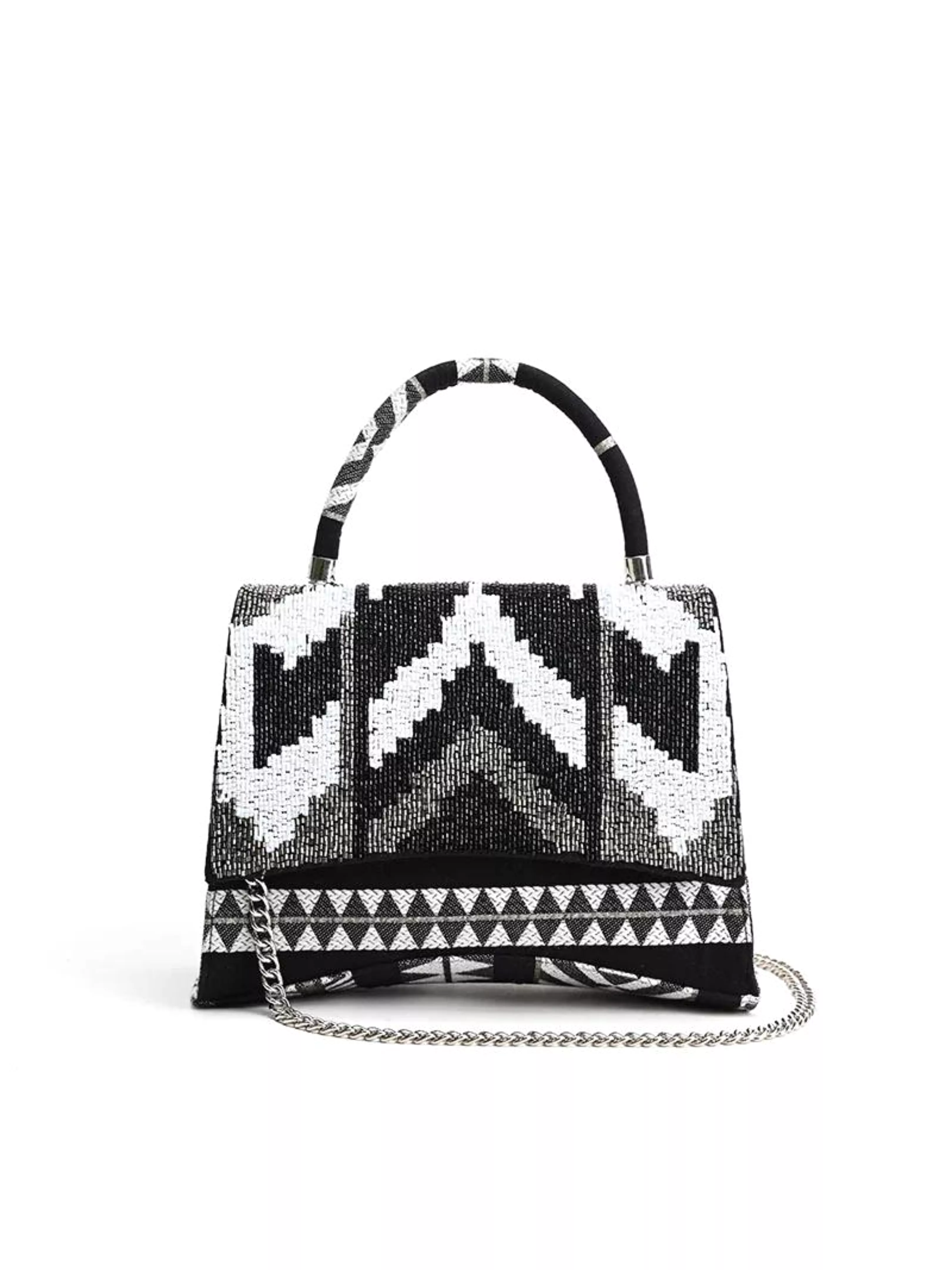 Ikat Noir Elegance Handle Bag