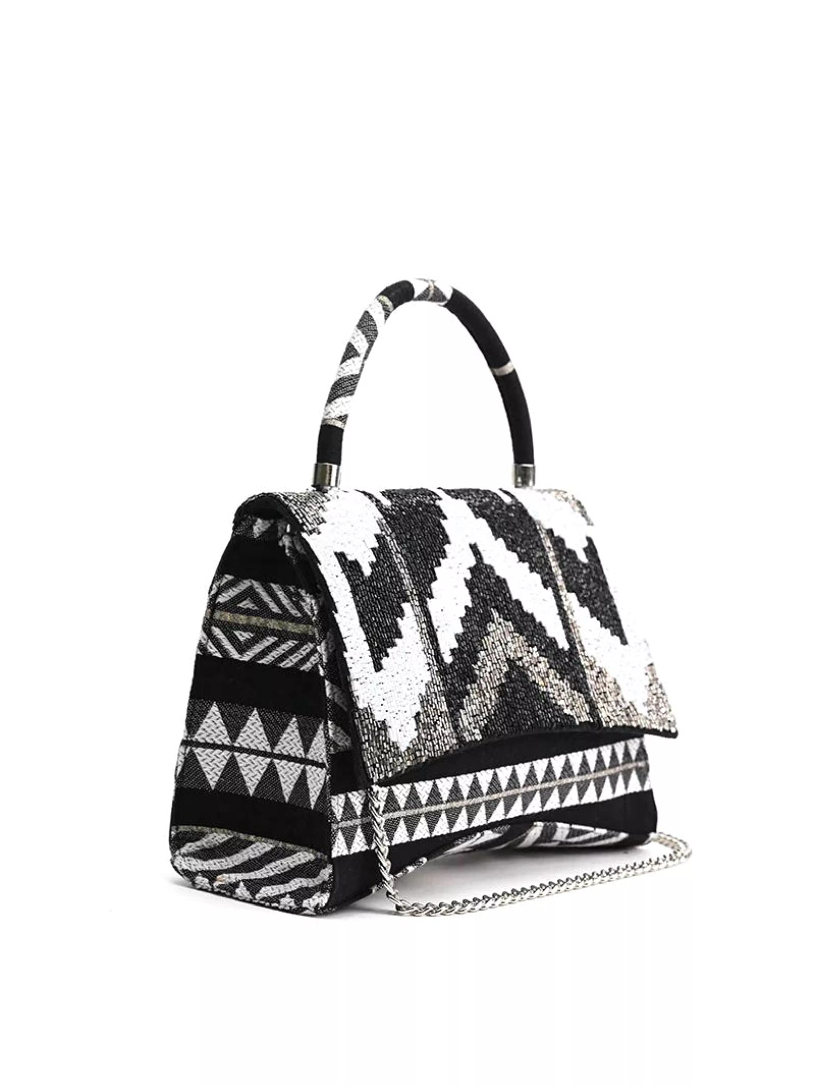 Ikat Noir Elegance Handle Bag