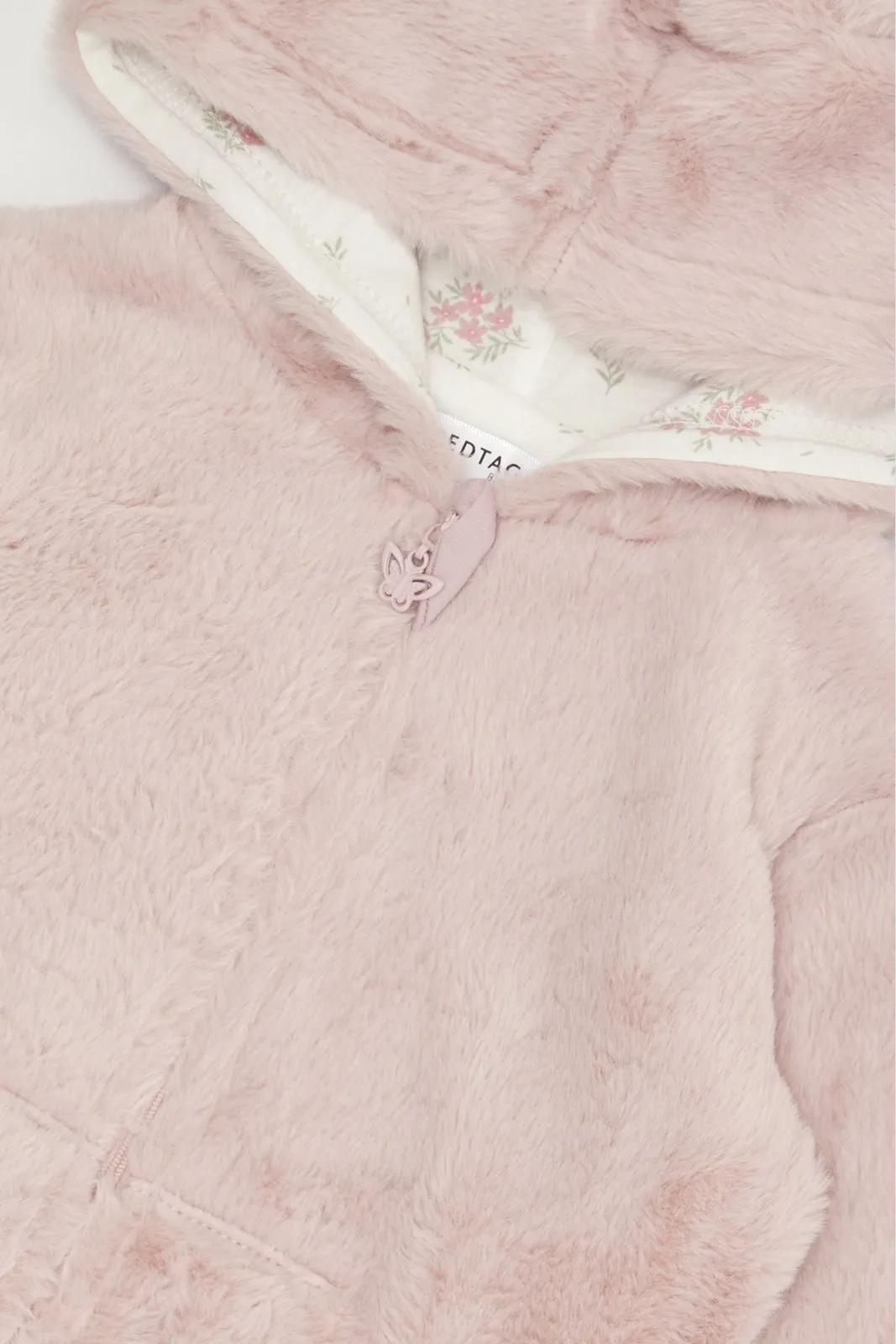 Infant Girls Pink Fur Sweat Jacket