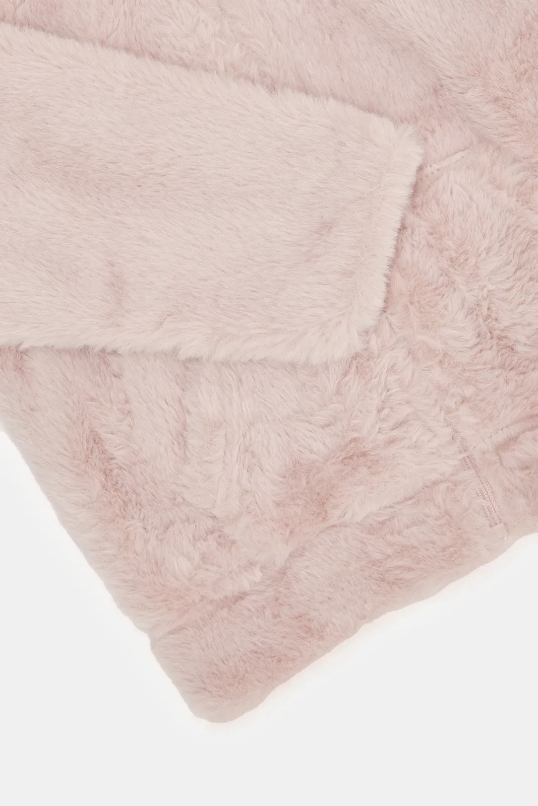 Infant Girls Pink Fur Sweat Jacket