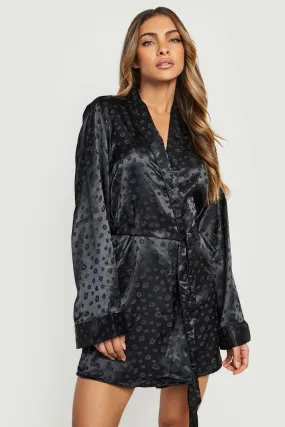 Jacquard Leopard Satin Robe