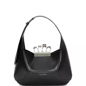 Jewelled Hobo Bag, Black/Silver