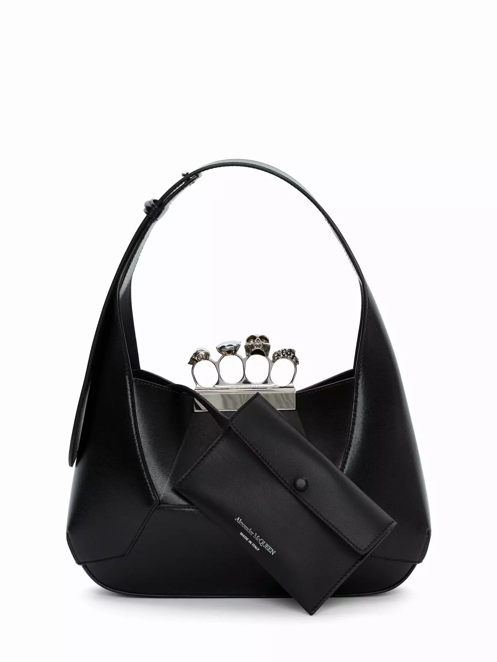 Jewelled Hobo Bag, Black/Silver