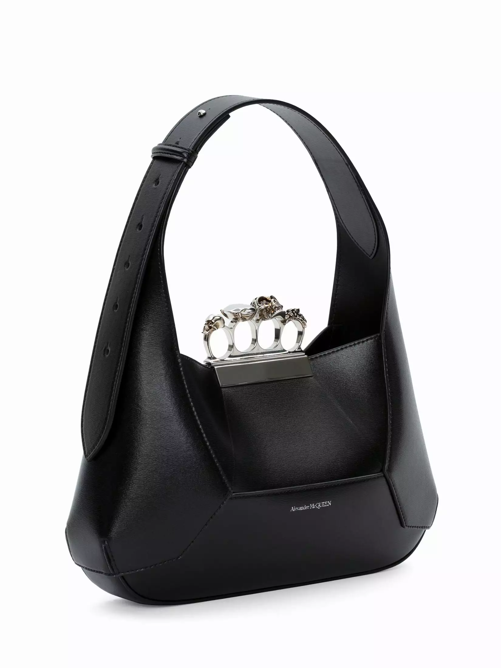 Jewelled Hobo Bag, Black/Silver