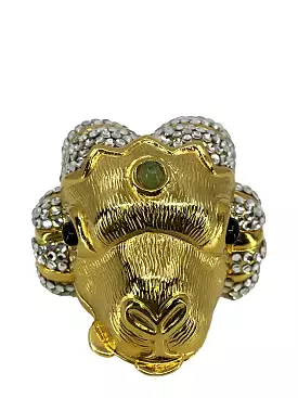 Judith Leiber Swarovski Crystal Ram Head Pill Box