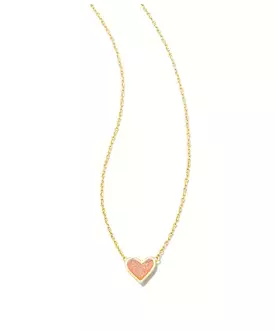 Kendra Scott Framed Ari Heart Short Pendant Necklace - Light Pink Drusy/Gold OR Iridescent Drusy/Gold