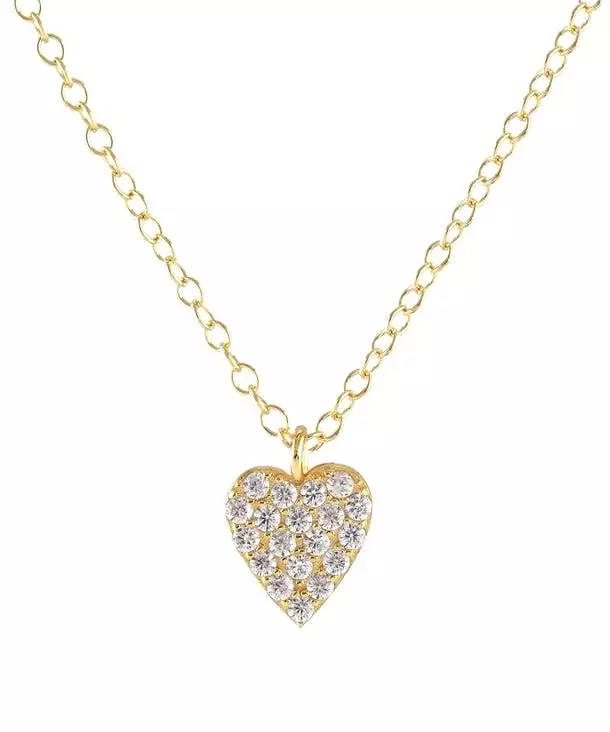 Kris Nations Heart Crystal Charm Necklace - Gold