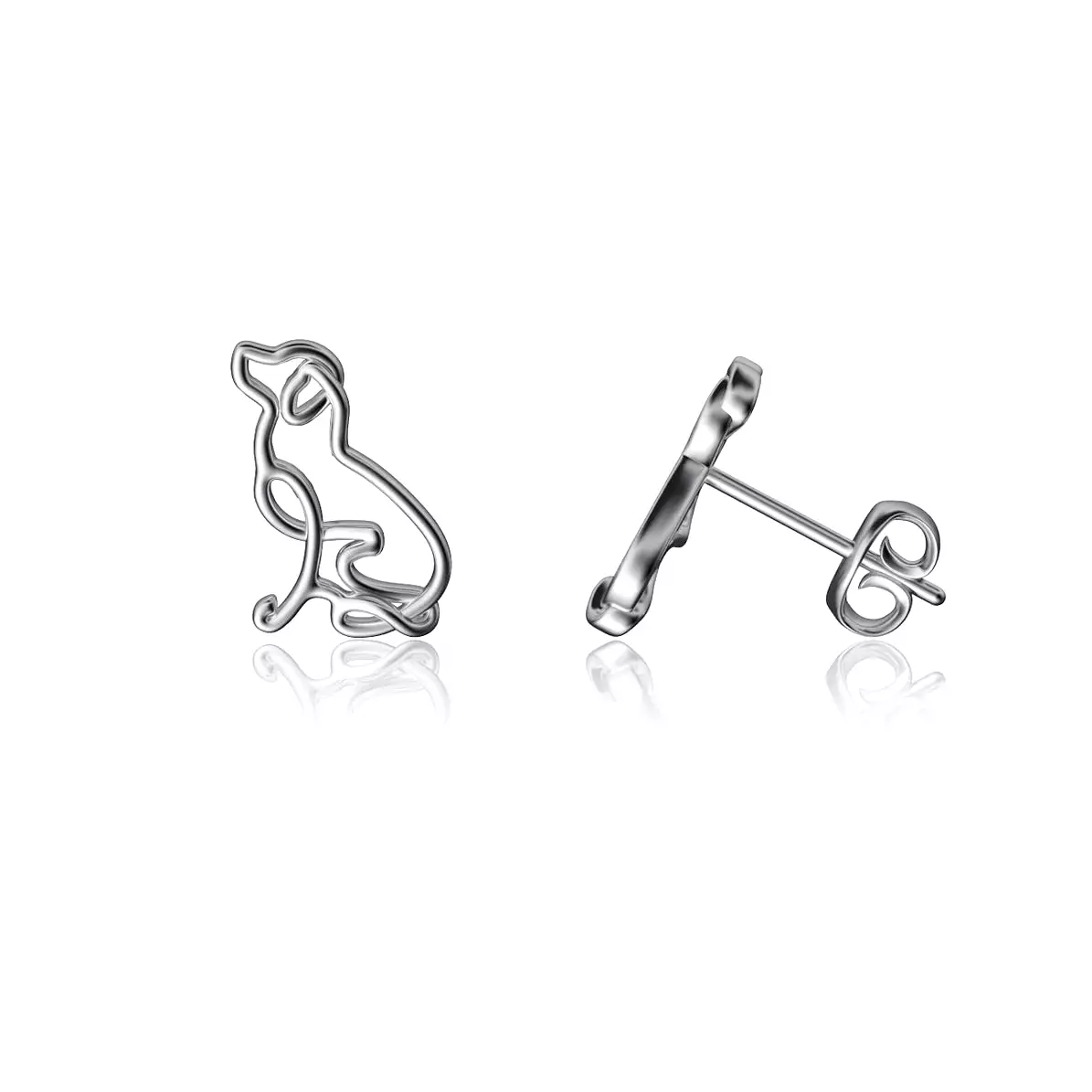 Labrador Silhouette Post Earrings - Silver