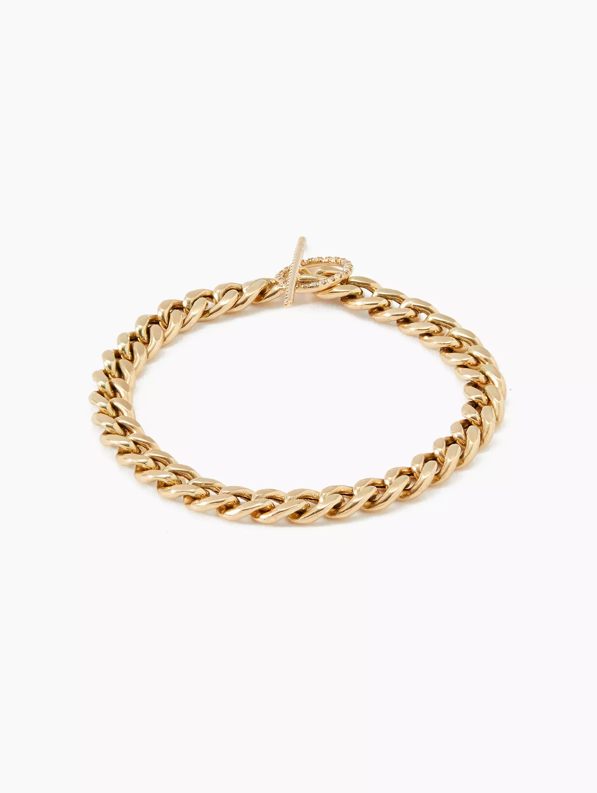 Large Curb Chain Pave Diamond Toggle Bracelet