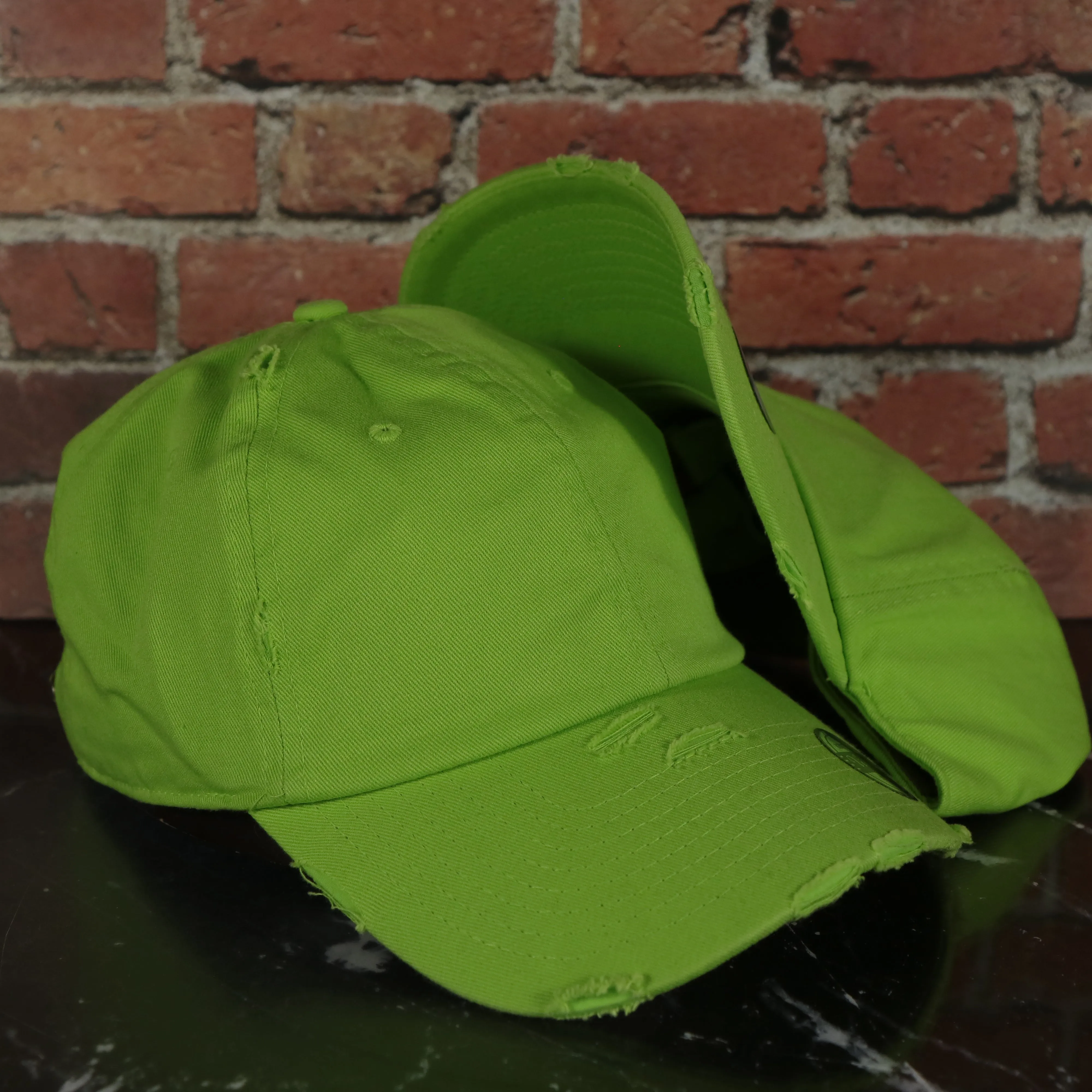 Lime Blank Distressed Dad Hat