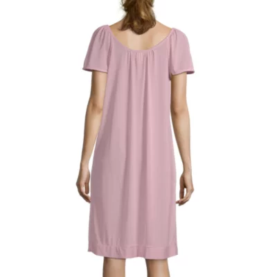 Lissome Tricot Womens Short Sleeve Sweetheart Neck Nightgown