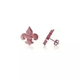 Louisiana State University Fleur de Lis Post Earrings - Rose Gold Plated