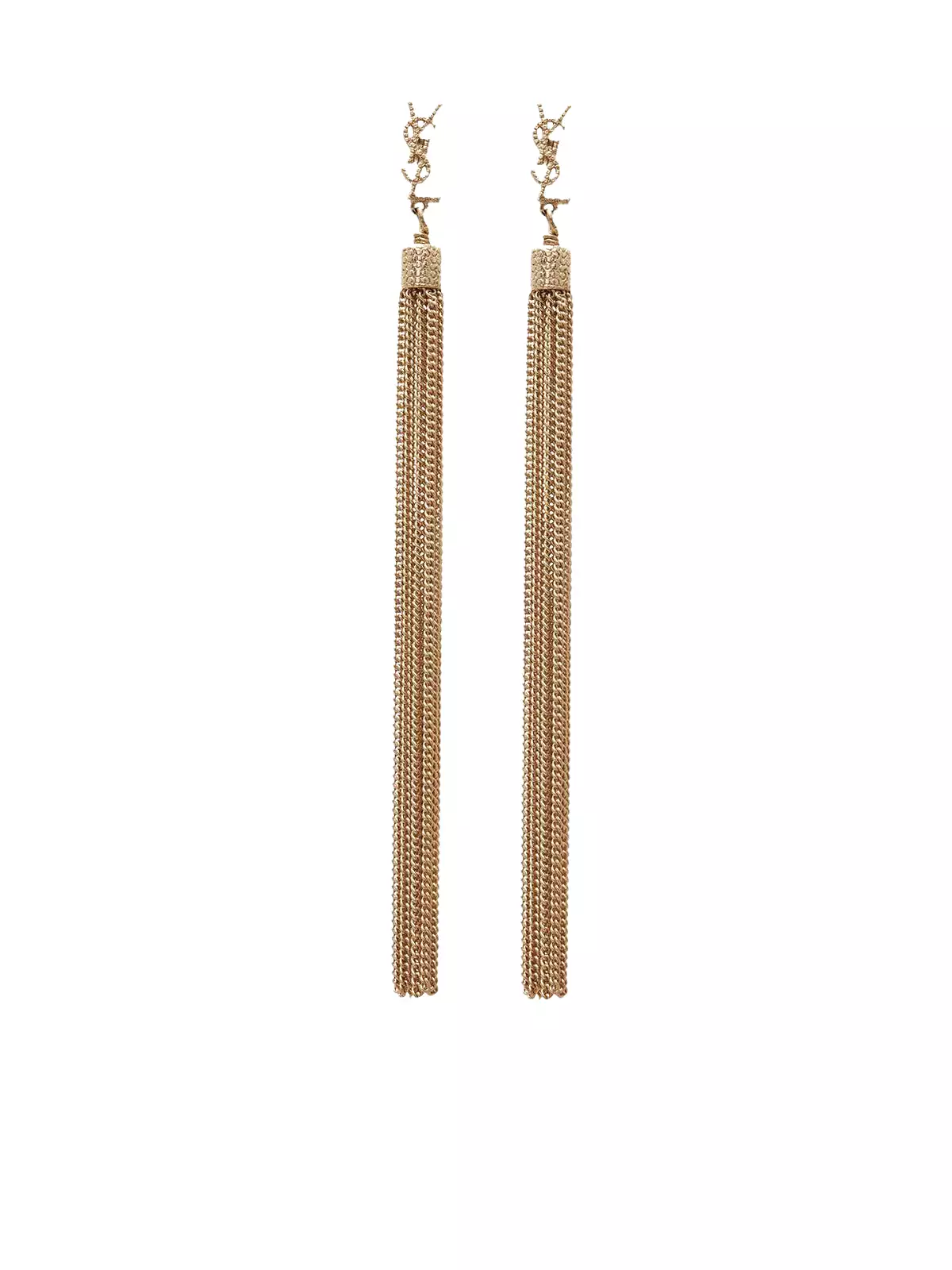 LOULOU EARRINGS WITH CHAIN TASSELS IN LIGHT GOLD BRASS