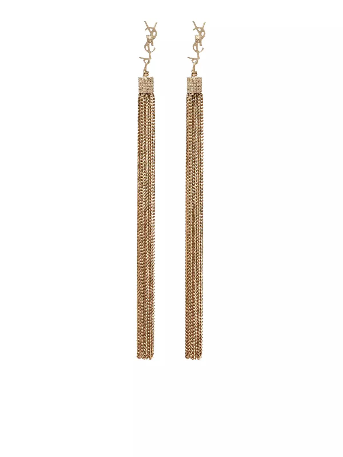 LOULOU EARRINGS WITH CHAIN TASSELS IN LIGHT GOLD BRASS