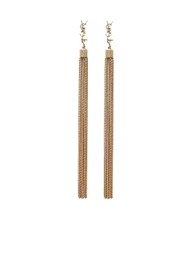 LOULOU EARRINGS WITH CHAIN TASSELS IN LIGHT GOLD BRASS