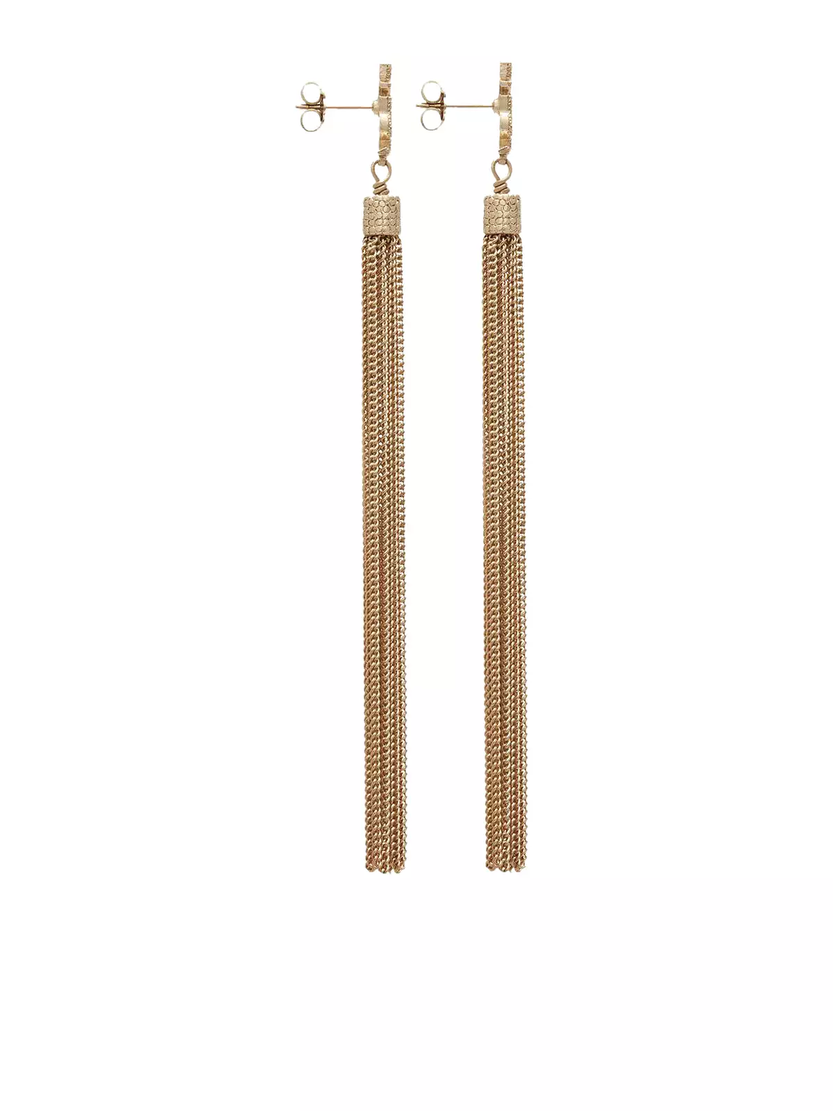 LOULOU EARRINGS WITH CHAIN TASSELS IN LIGHT GOLD BRASS