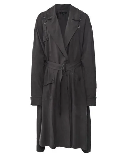 Lurdes Bergada Black Oversized Linen Blend Trench Coat | Jules B