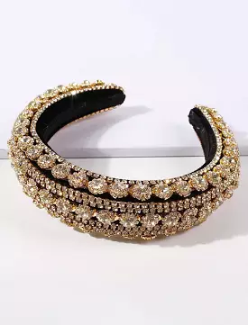 Lux Crystal Padded Hairband in Gold