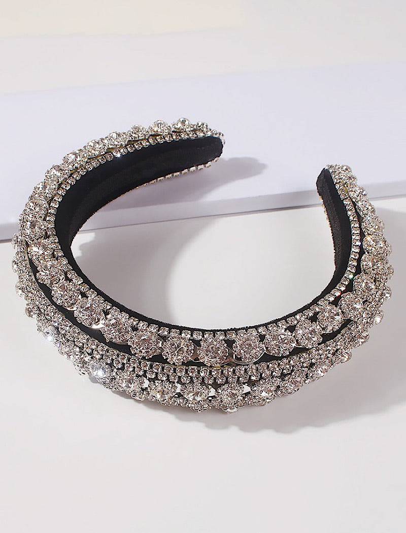 Lux Crystal Padded Hairband in Silver