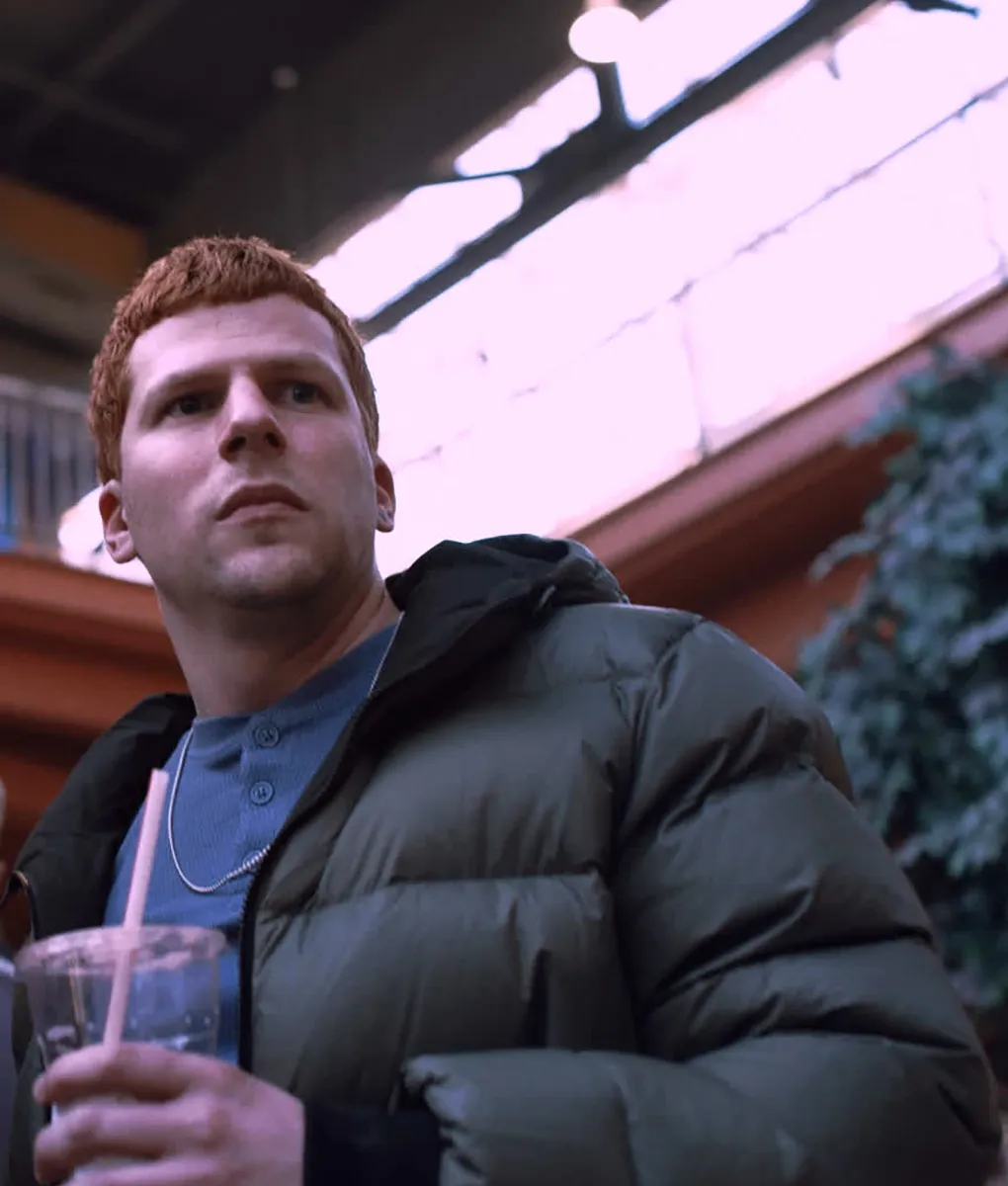 Manodrome Ralphie Green Puffer Jacket | Jesse Eisenberg Jacket