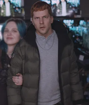 Manodrome Ralphie Green Puffer Jacket | Jesse Eisenberg Jacket