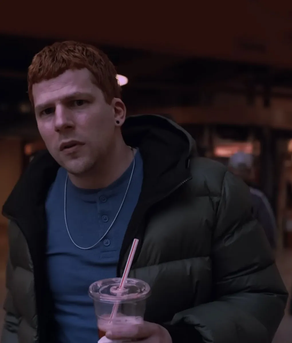 Manodrome Ralphie Green Puffer Jacket | Jesse Eisenberg Jacket