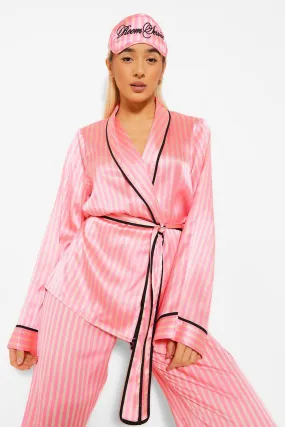 Matching Room Service Candy Stripe Robe and Mask Set