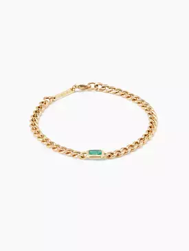 Medium Curb Chain Emerald Bezel Bracelet