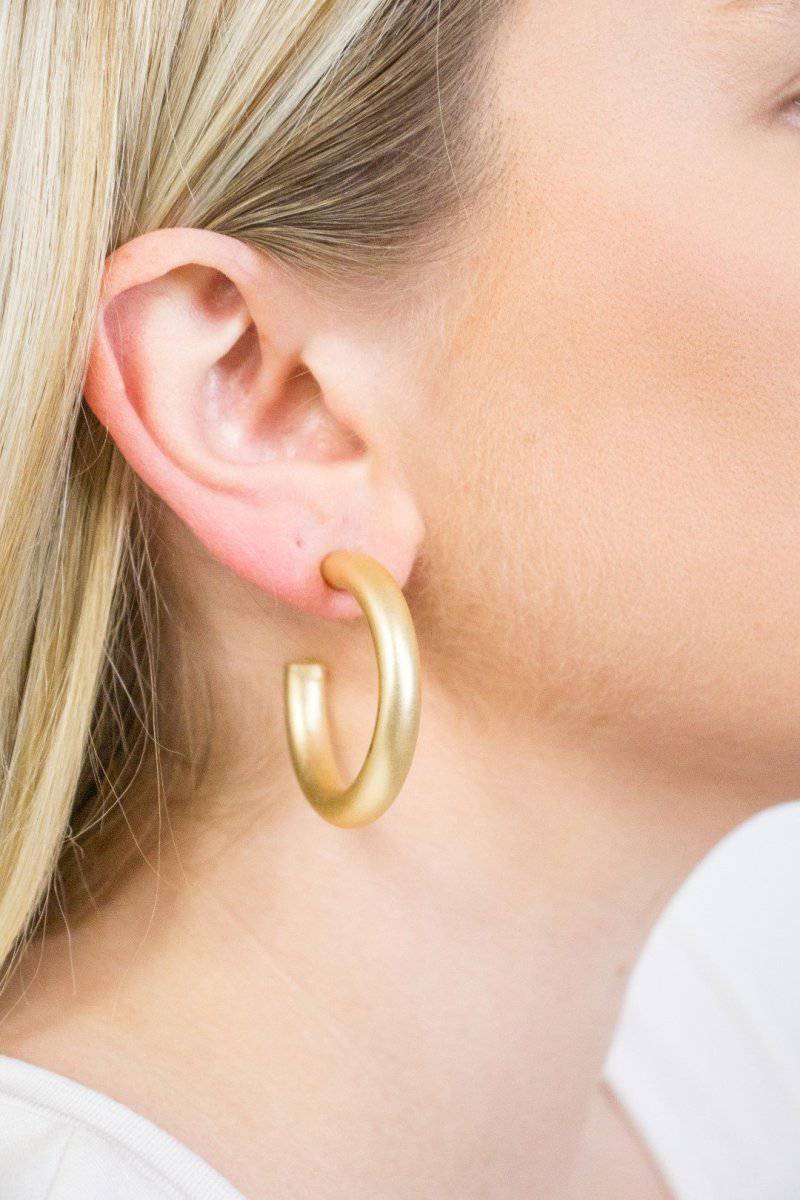 Medium Open Gold Matte Hoops