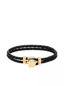 medusa head-embellished leather bracelet