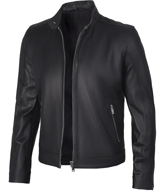 Men's Premium Black Cafe Racer Leather Jacket