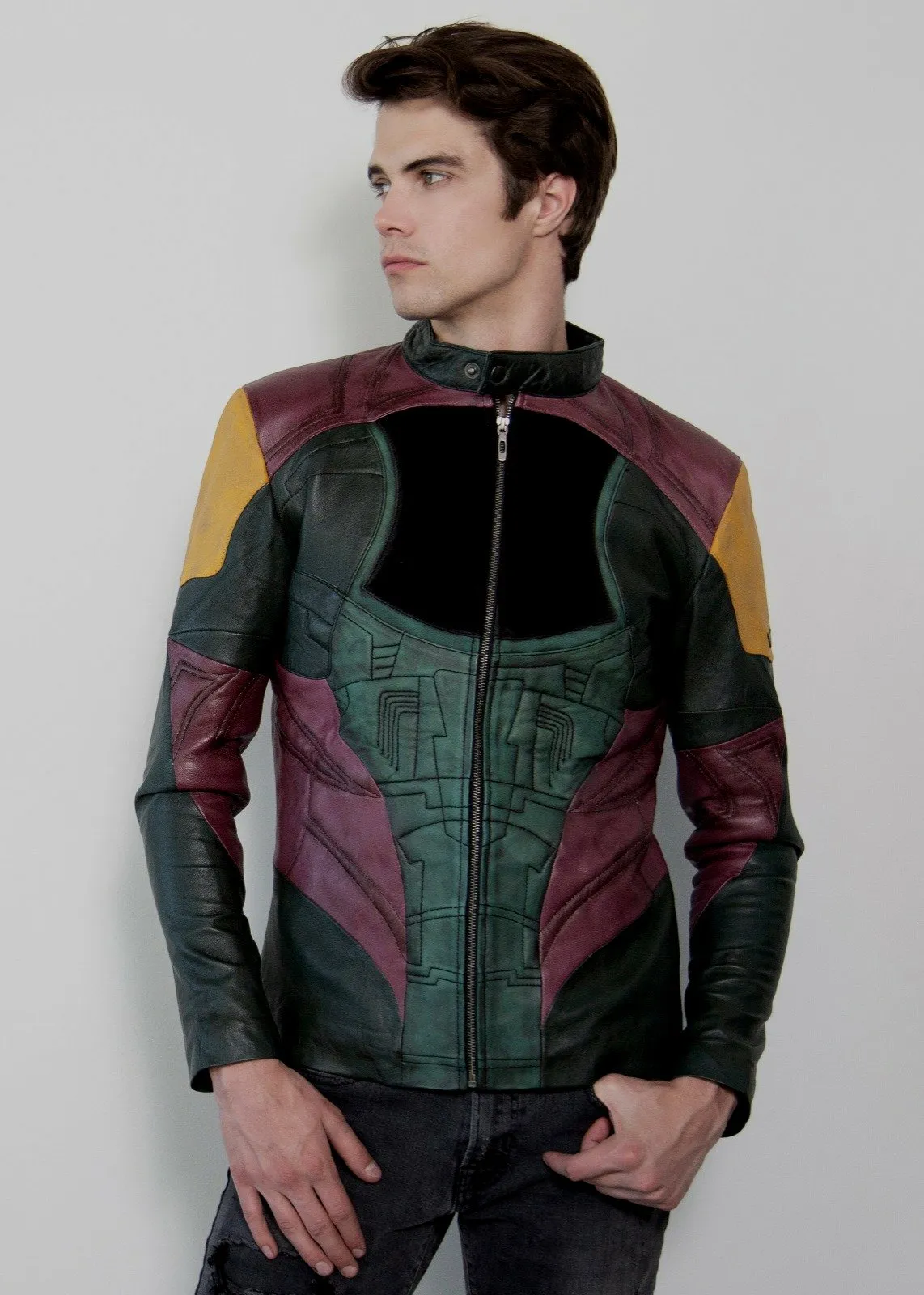 Mens Boba Fett Mandalorian Bounty Hunter Armor Leather Jacket