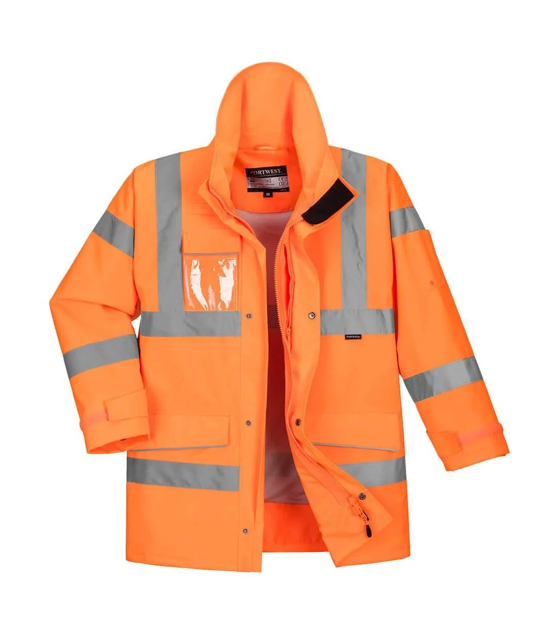 Mens rain hi-vis safety jacket orange Portwest