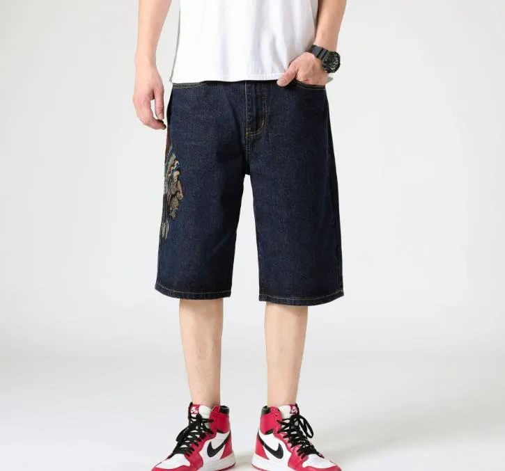 Men's Summer American Hip-Hop Style Denim Loose Baggy Short Jeans