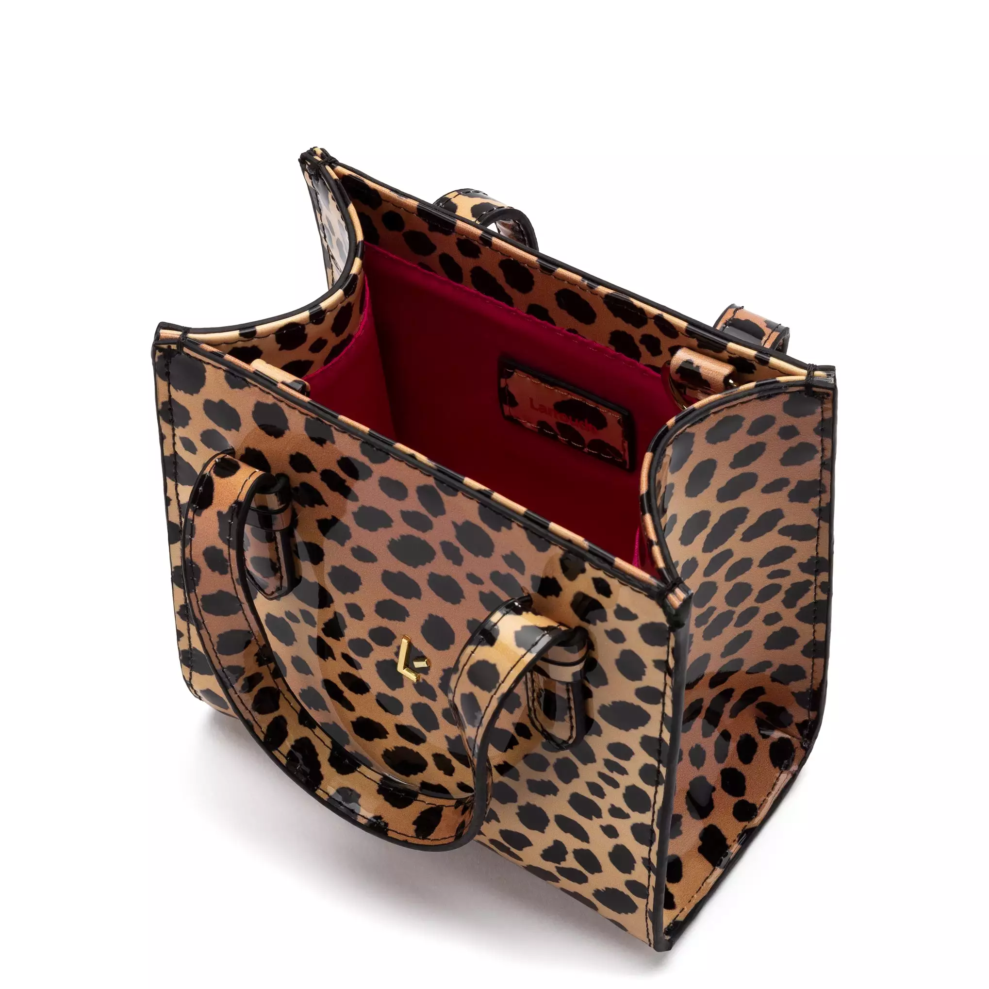 Mini Phoebe Tote Bag In Cheetah Print Vegan Patent Leather