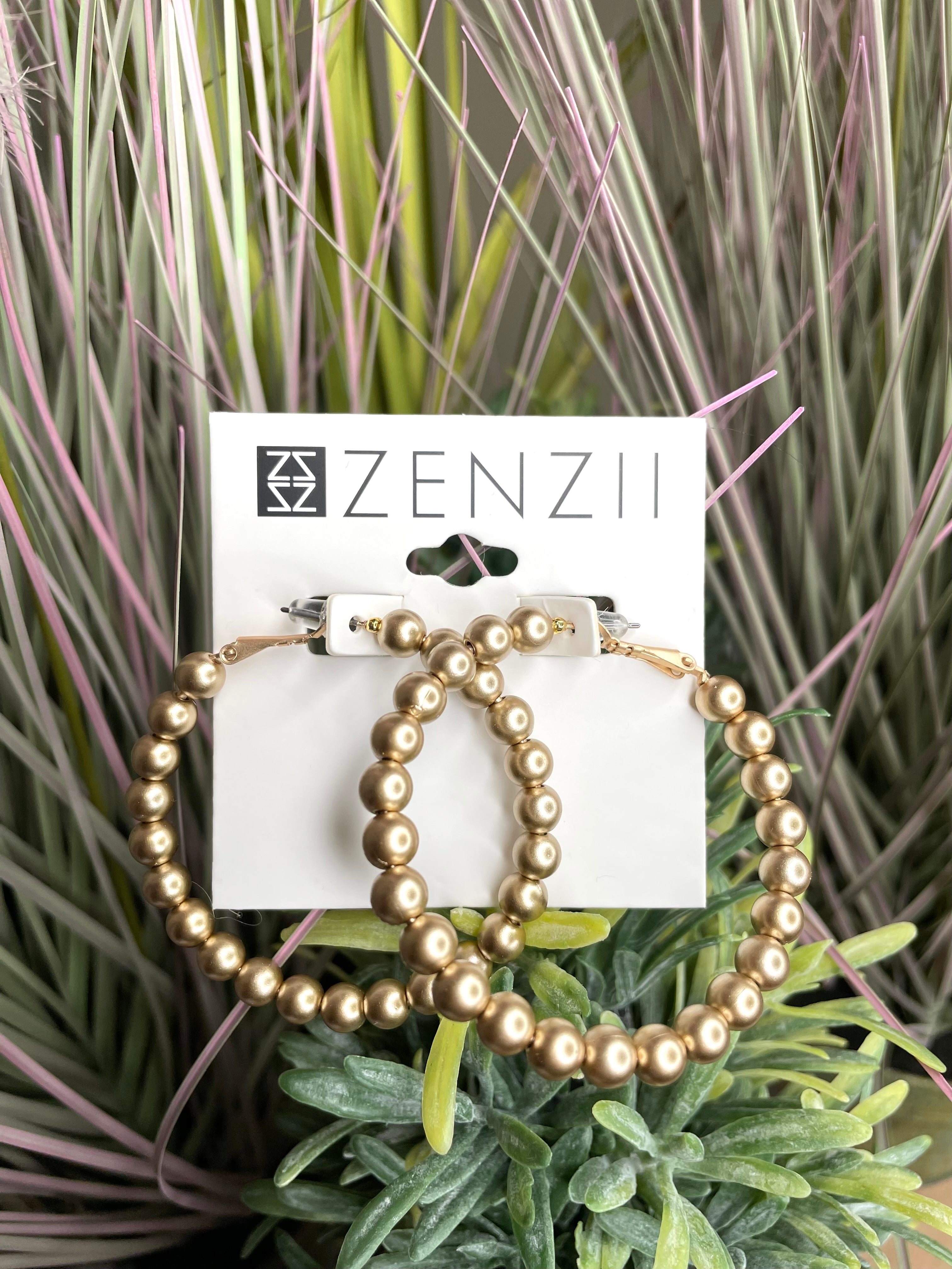 Minnie Matte Metal Beaded Hoop Earrings