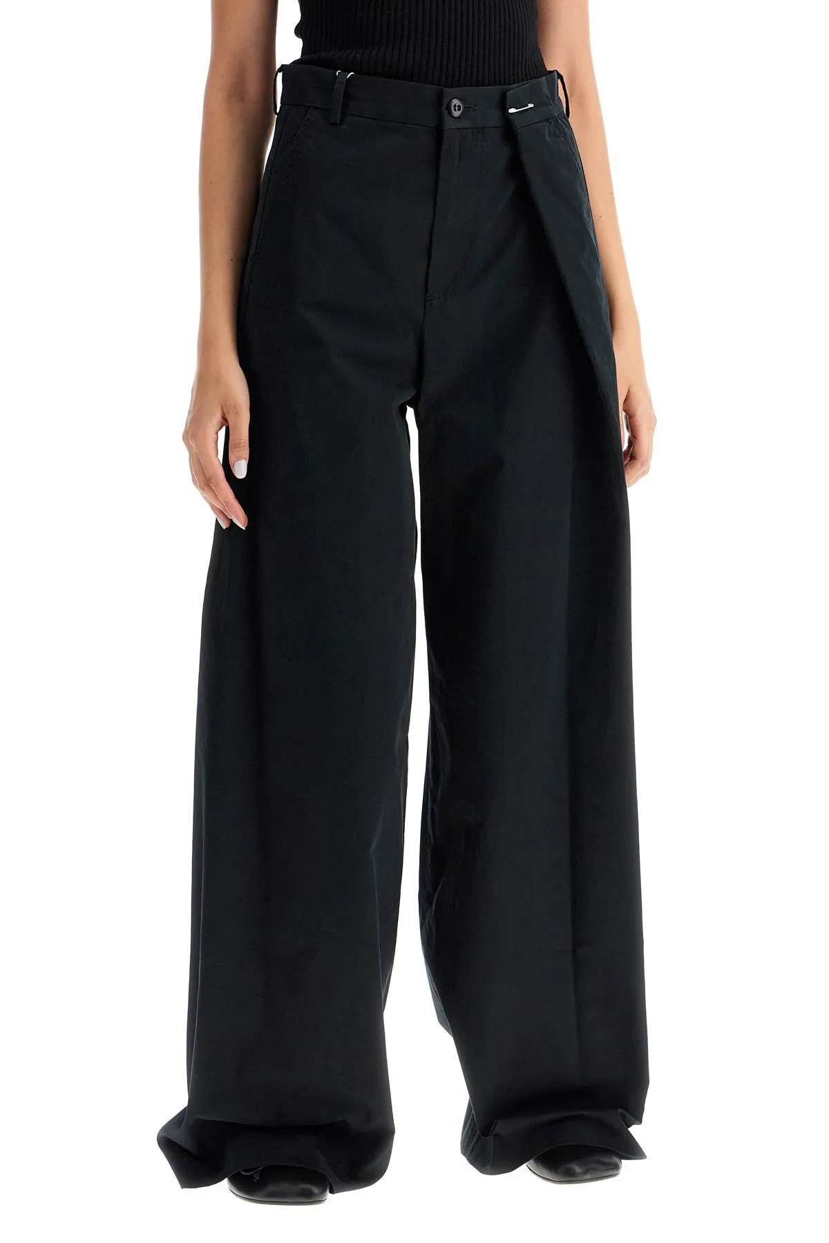 Mm6 Maison Margiela Wide Legged Pants With Pleats   Black