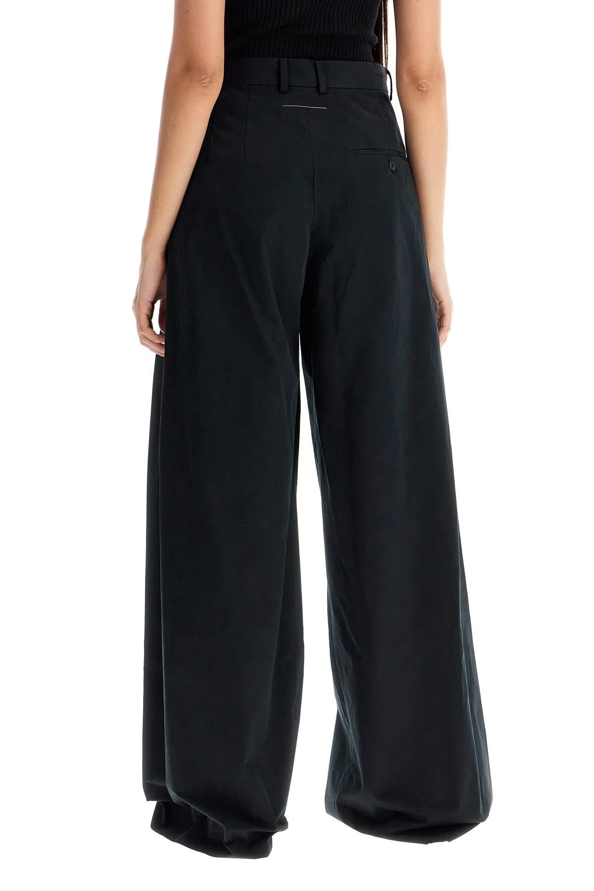 Mm6 Maison Margiela Wide Legged Pants With Pleats   Black