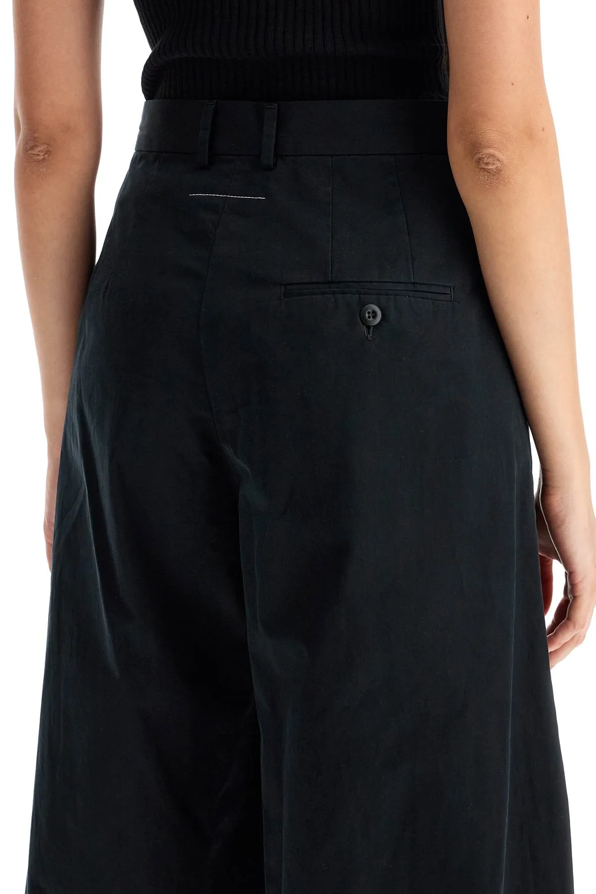 Mm6 Maison Margiela Wide Legged Pants With Pleats   Black