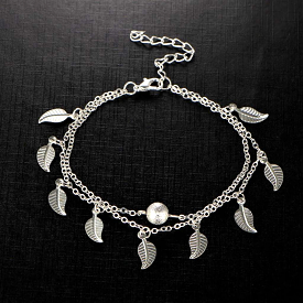 Multi Leaf Chain Anklet in Silver or Gold