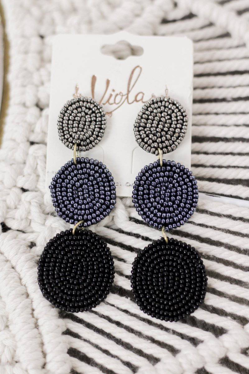 Navy Beaded Layer Earrings